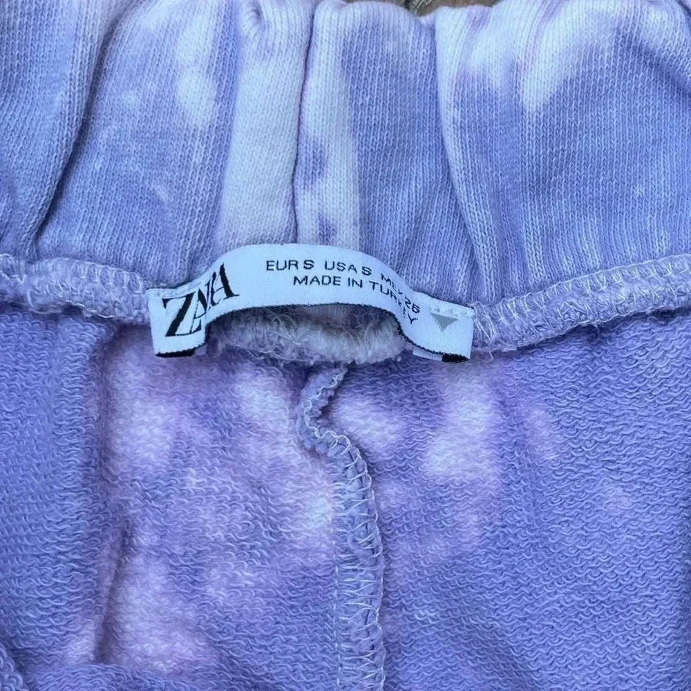 Zara Purple & White Highrise Tie Dye Sweat Pants - Picture 7 of 8